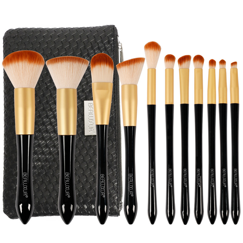 Bộ cọ trang điểm 11 chiếc Bàn chải trang điểm Premium Bristles Powder Foundation Foundation Blush Contour Concealers Lip Eyeshadow Brush Kit with Travel Makeup Bag.